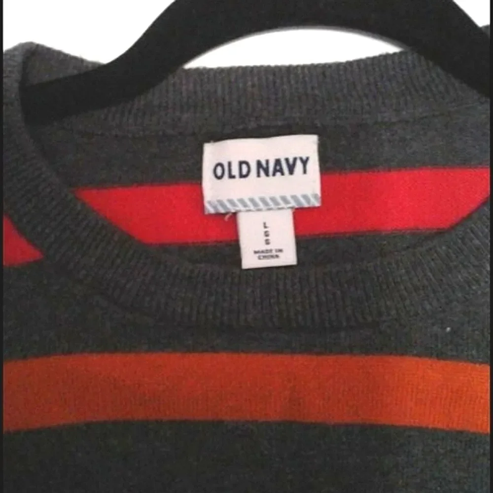 Old Navy Gray Soft Striped Long Sleeve Crewneck Pullover Sweater L